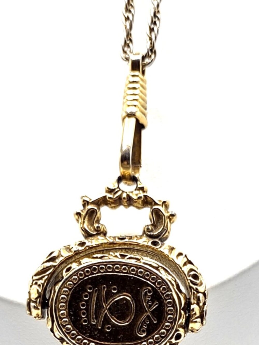 Goldette Necklace Lariat Slide Flip Fob Smoky Quartz Stone 18" L Vintage-1960's - Picture 3 of 16